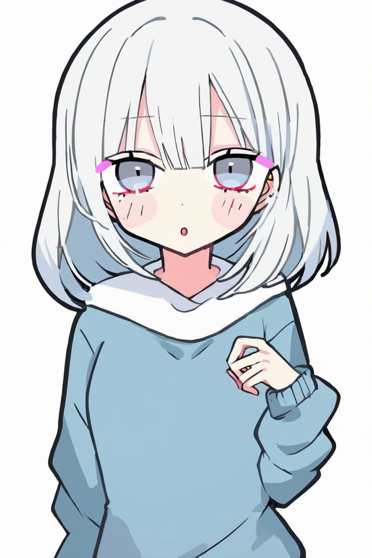 1girl,sweater,white background,mkup, txznmk,