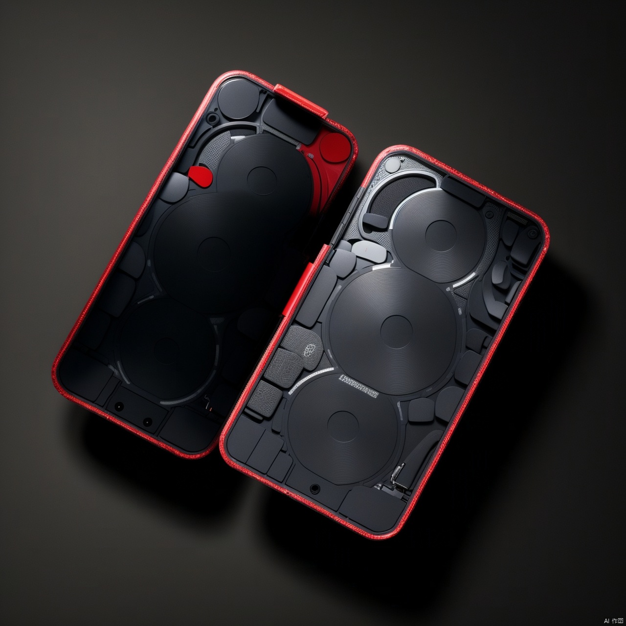 simple background, no humans, phone, black background, handheld game console