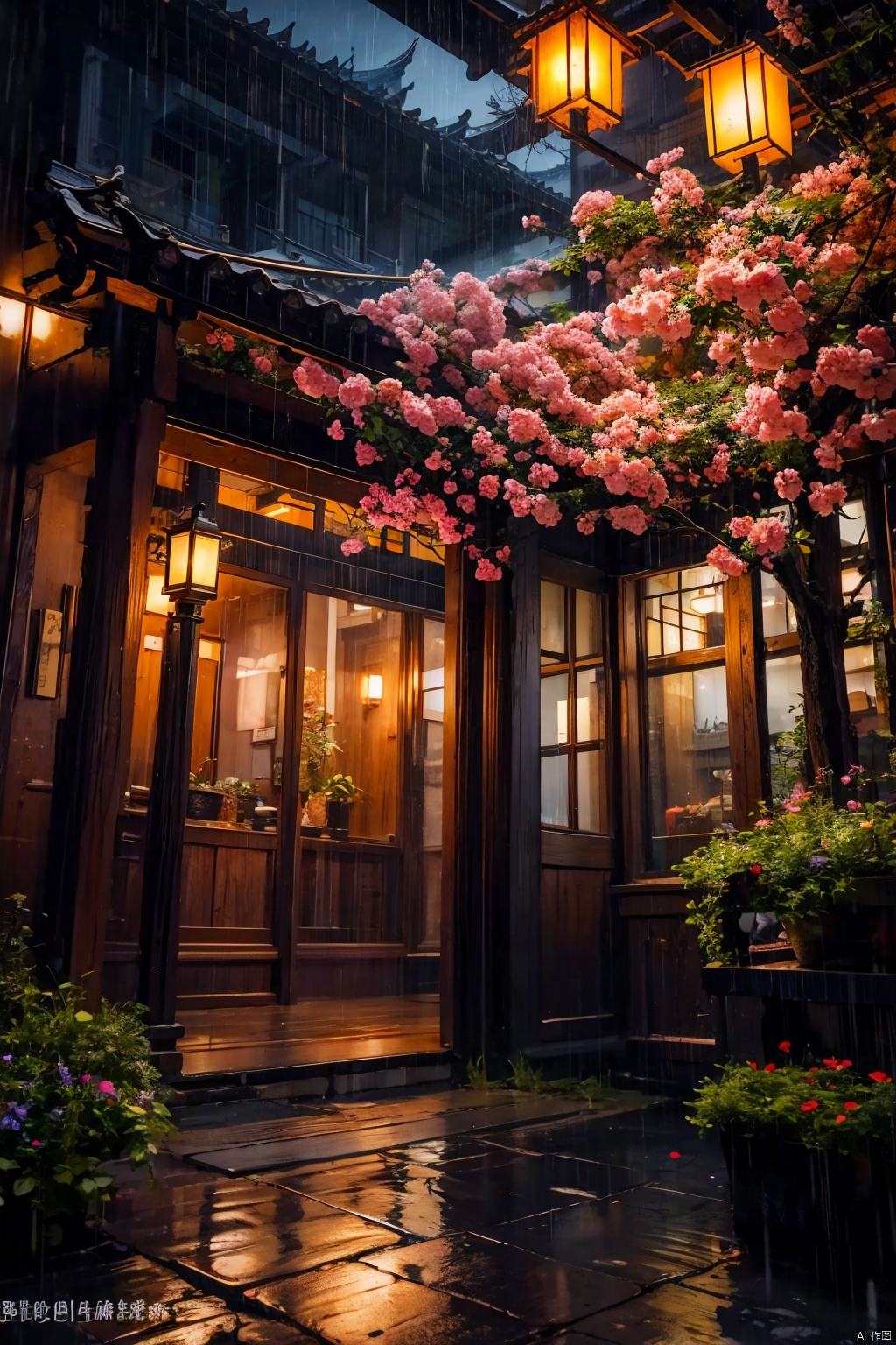 flower
￼
outdoors
￼
sky
￼
tree
￼
no humans
￼
window
￼
night
￼
plant
￼
building
￼
scenery
￼
rain
￼
lantern
￼
door
￼
bush
￼
architecture
￼
house
￼
east asian architecture
￼
￼
