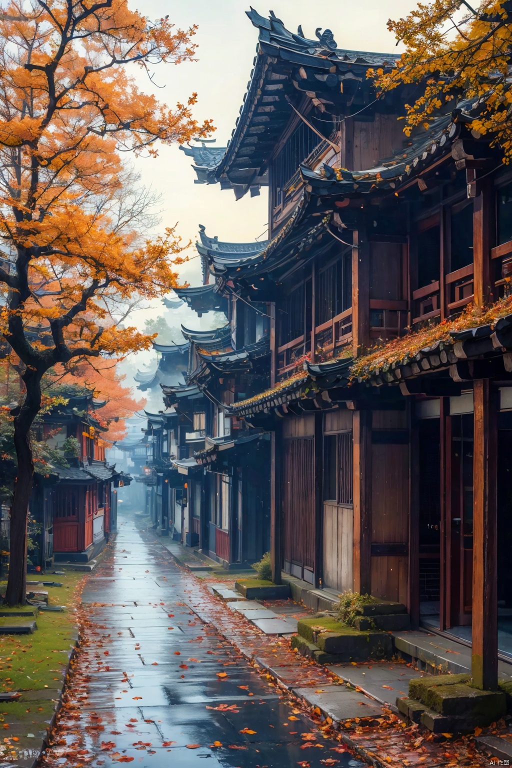 outdoors
￼
day
￼
tree
￼
no humans
￼
leaf
￼
building
￼
scenery
￼
road
￼
autumn leaves
￼
architecture
￼
east asian architecture
￼
autumn
￼
￼
