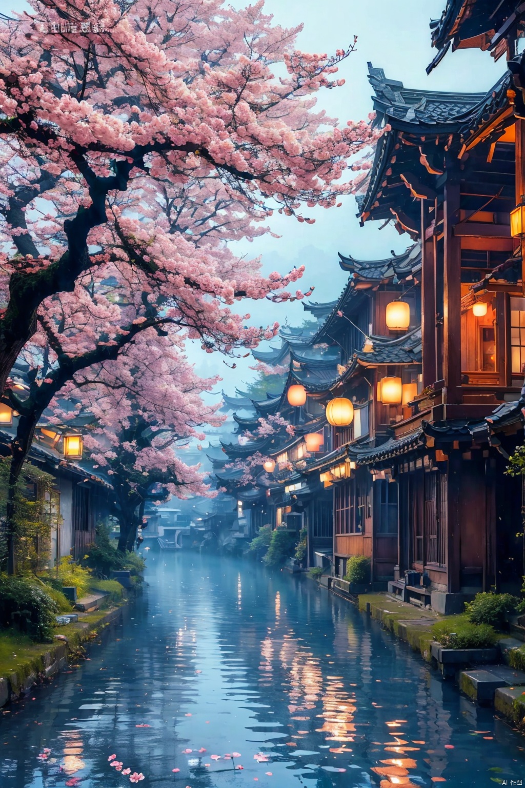 outdoors
￼
water
￼
tree
￼
no humans
￼
window
￼
cherry blossoms
￼
building
￼
scenery
￼
reflection
￼
architecture
￼
east asian architecture
￼
reflective water
￼
￼
