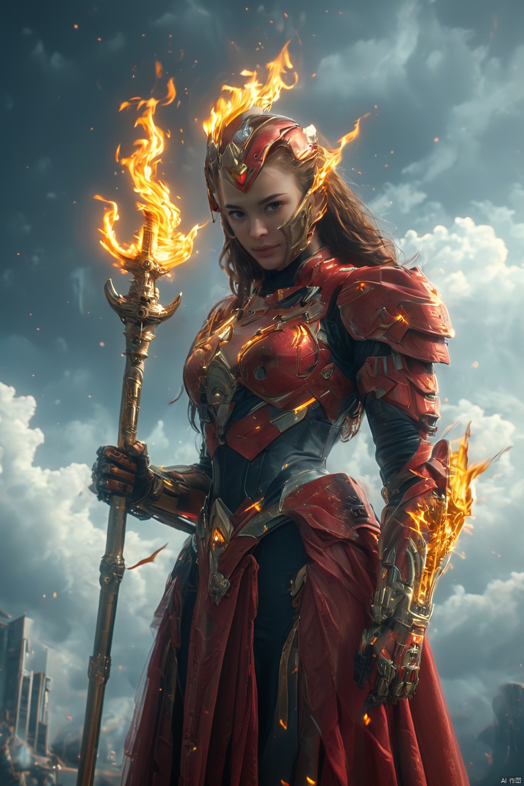masterpiece, top quality,phoenix dark is x-men, beautiful and aesthetic:1.2, (1girl:1.3), (full body:1.5),red suitbody ,looking at viewer,fire hair, extreme detailed,(fire hands:1.5),fire,smoke,goddess, detailed, detail fingers, detail face, masterpiece,ultra realistic,32k,extremely detailed CG unity 8k wallpaper, best quality, Cinematic photography, movie mood, cinematic light, compelling composition, storytelling elements, conveys emotion, mood, and narrative depth, creating visually striking images that feel like still frames from a film, Cinematic portrait photography, capture subject in a way that resembles a still frame from a movie, cinematic lighting, story, narrative quality, drawing viewers into the scene and evoking a sense of cinematic immersion, capturing emotion, professional, engaging, compelling composition, night photography, nocturnal beauty, city lights, starry skies, celestial wonders, moonlit landscapes, urban glow, capturing the essence of darkness, ethereal atmosphere, dramatic shadows, magical ambiance, long exposure techniques, expert use of light sources,MECHA ANGEL SOLDIER,TRIDENT,Heavenly Breasts, HKMAGIC,HKMECHA,hold trident