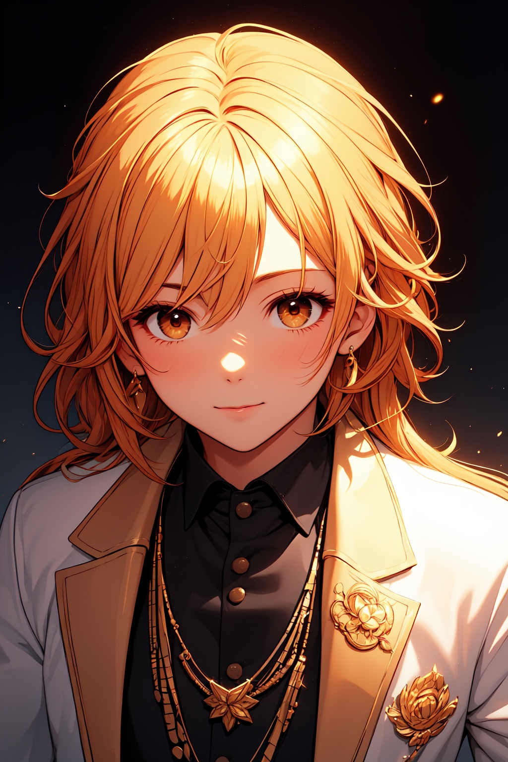 handsome and charming boy,  golden eyes,  image focused only on the character's gaze on Tensor.Art