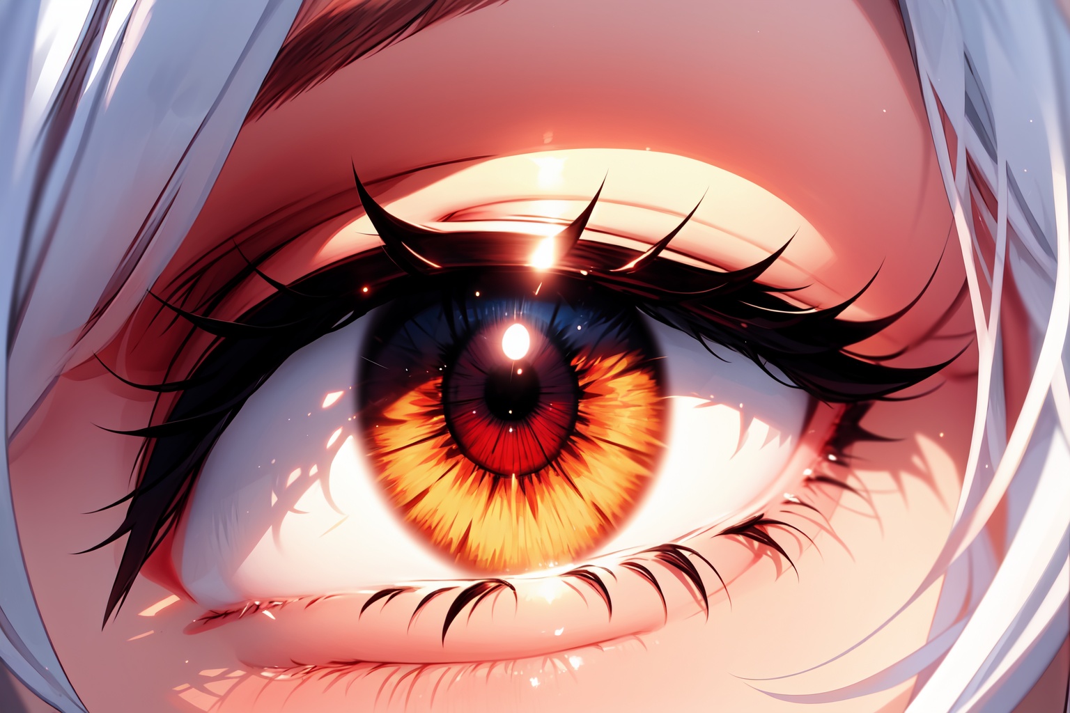 beautiful and detailed iris of the eyes,  red iris,  image focused only on the character's gaze on Tensor.Art
