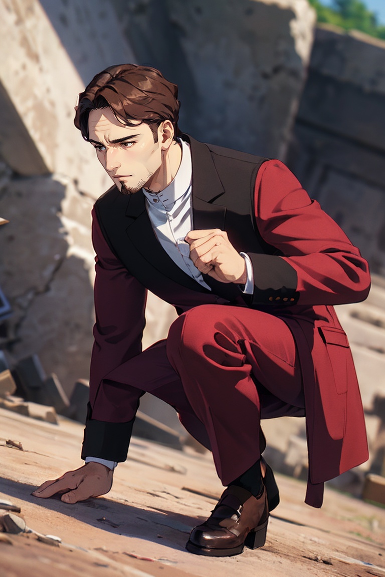 solo male,  Richter,  dark brown hair on Tensor.Art