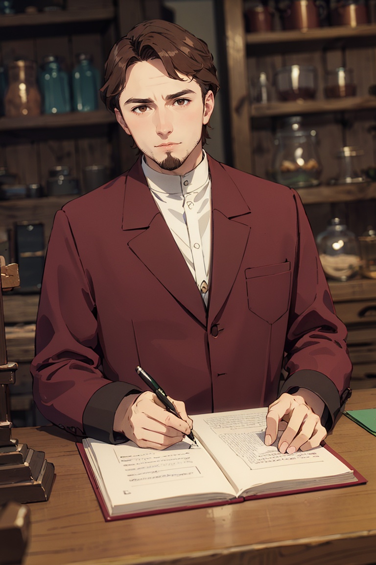 solo male,  Richter,  dark brown hair on Tensor.Art