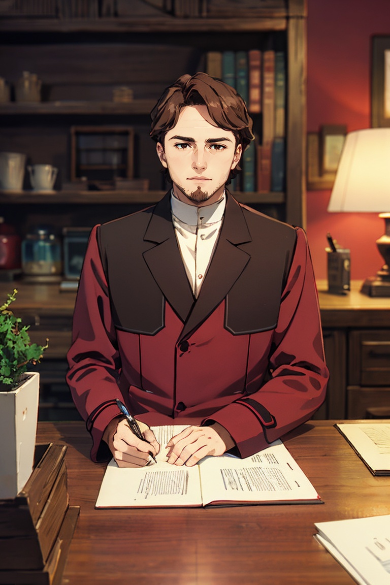 solo male,  Richter,  dark brown hair on Tensor.Art