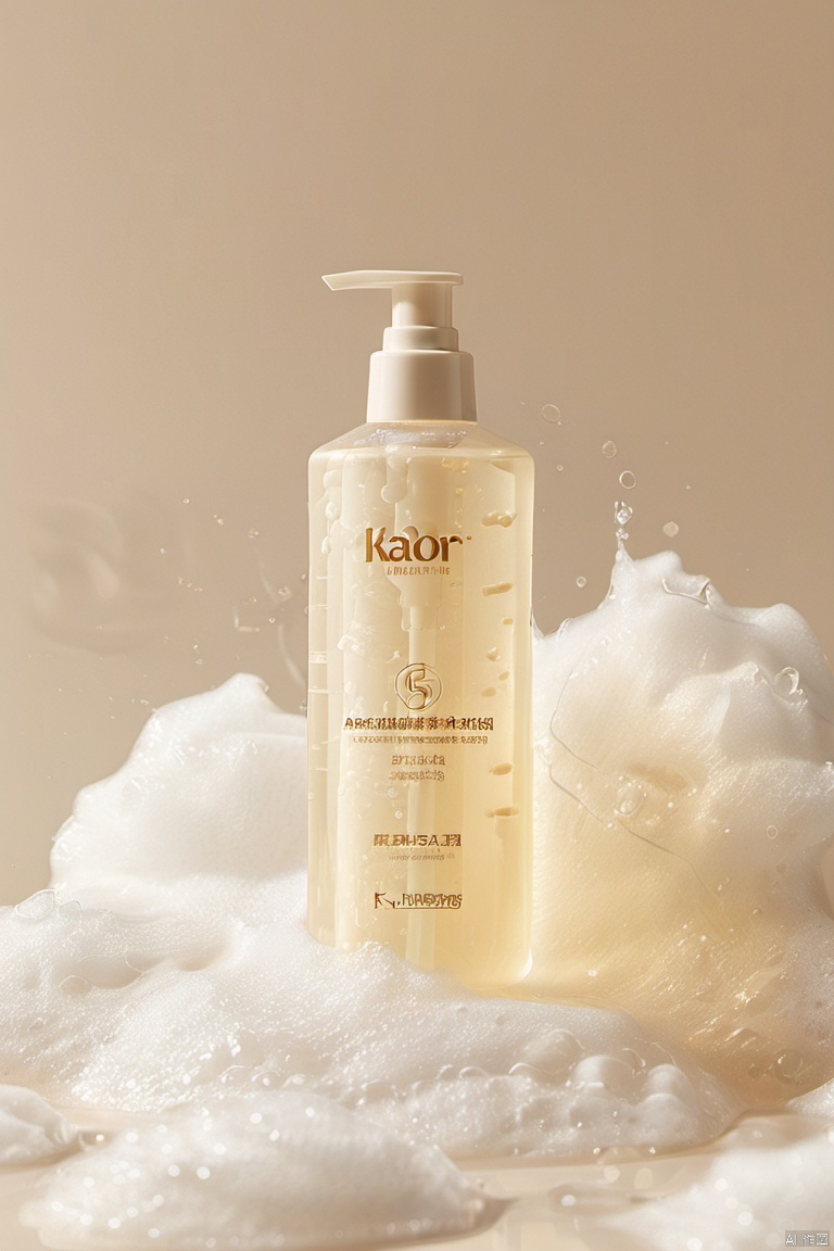 ,paomo style, xihuwen,
Body wash clear bottles lie on a foam background, beige background, high resolution and high detail, bright professional studio lighting, octane rendering and Unreal Engine 5 style, with sharp focus and surreal style