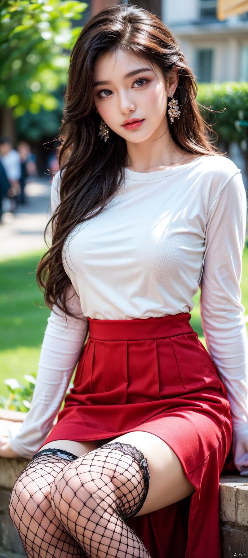  masterpiece, high quality,8k, RAW photo,realistic, photo-realistic,(extremely detailed CG unity 8k wallpaper) ,detailed and intricate, original,highres,(large breasts),
, Add details, 1girl,(krskirt),(skirt:1.2),moyou,(Long sleeves),Blue sky,outdoors,garden,natural posture, holiday style, depth of field, simulation film, super details, dreamy lofi photography, colorful,shot on fuiifilm XT4, flowers,fishnet thighhighs,thighhighs,long legs,n,ipples,luxury fashion illustration, tutututu,smile
