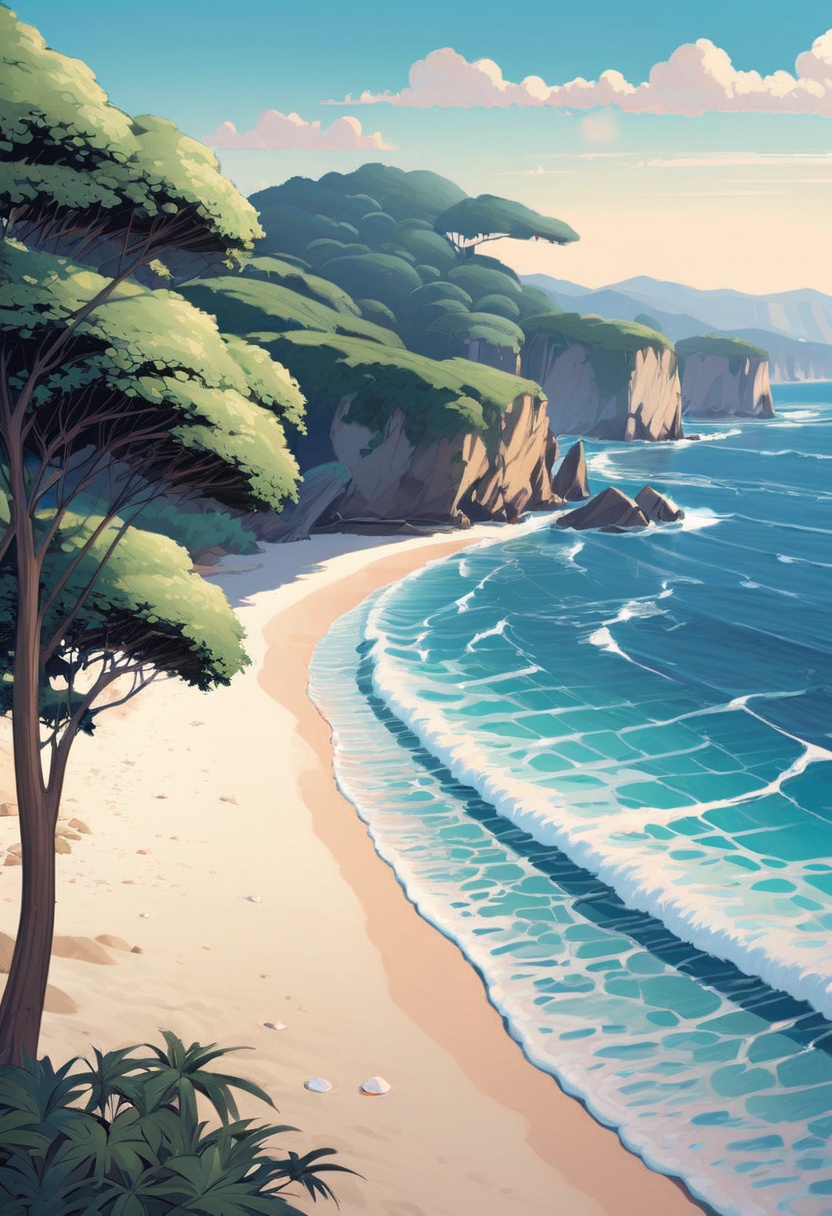 Beach,  trees,  1girl on Tensor.Art