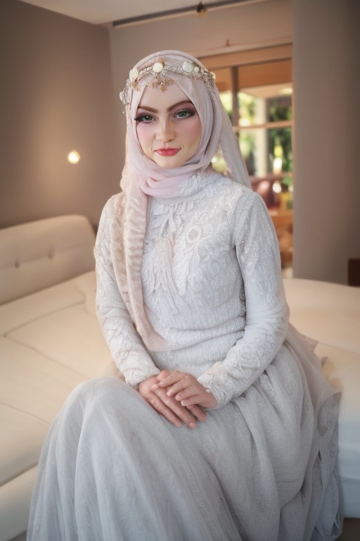 1girl,  solo,  white hijab on Tensor.Art