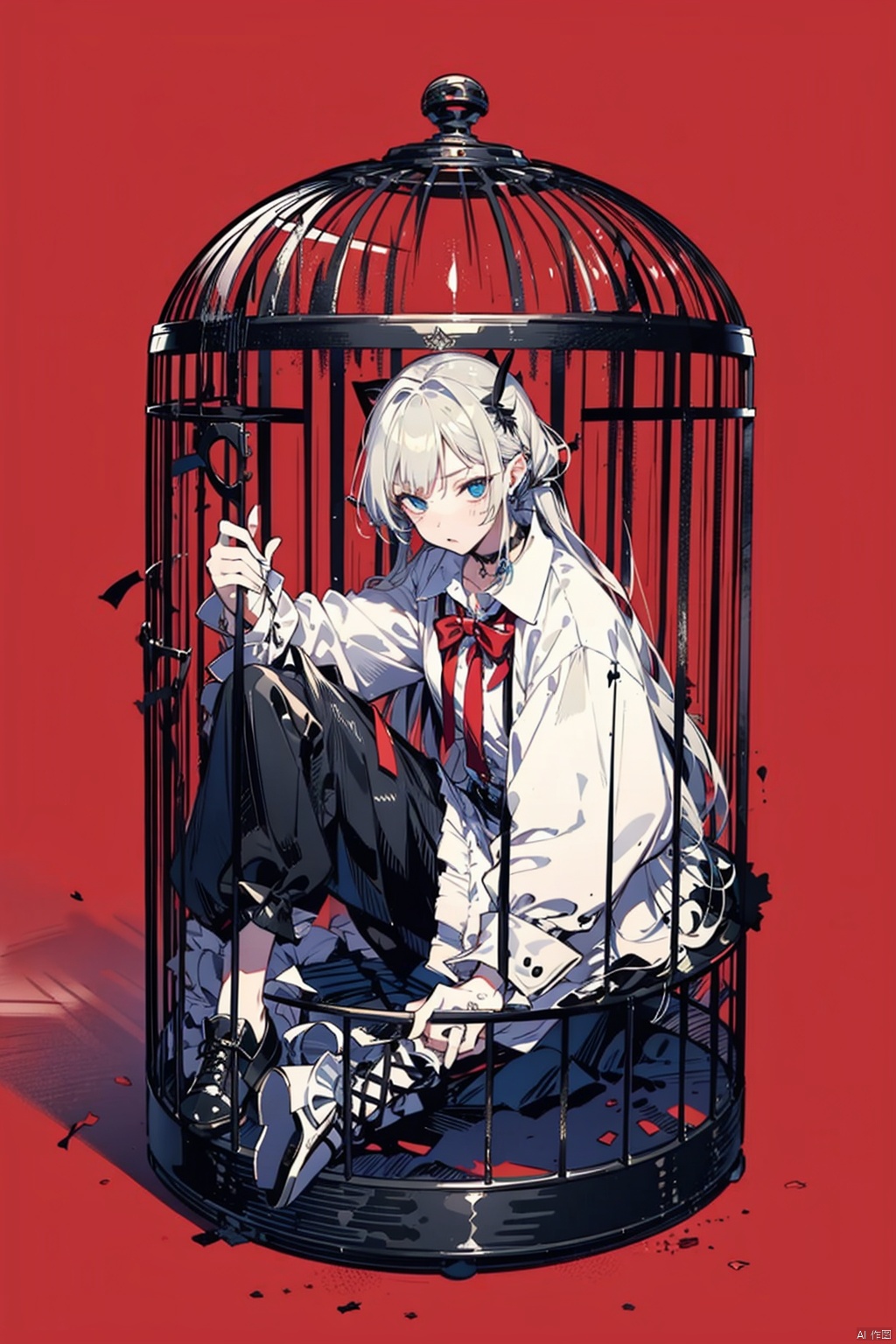 Bestquality,8k,(((masterpiece))),((bestquality)),solo,In the cage