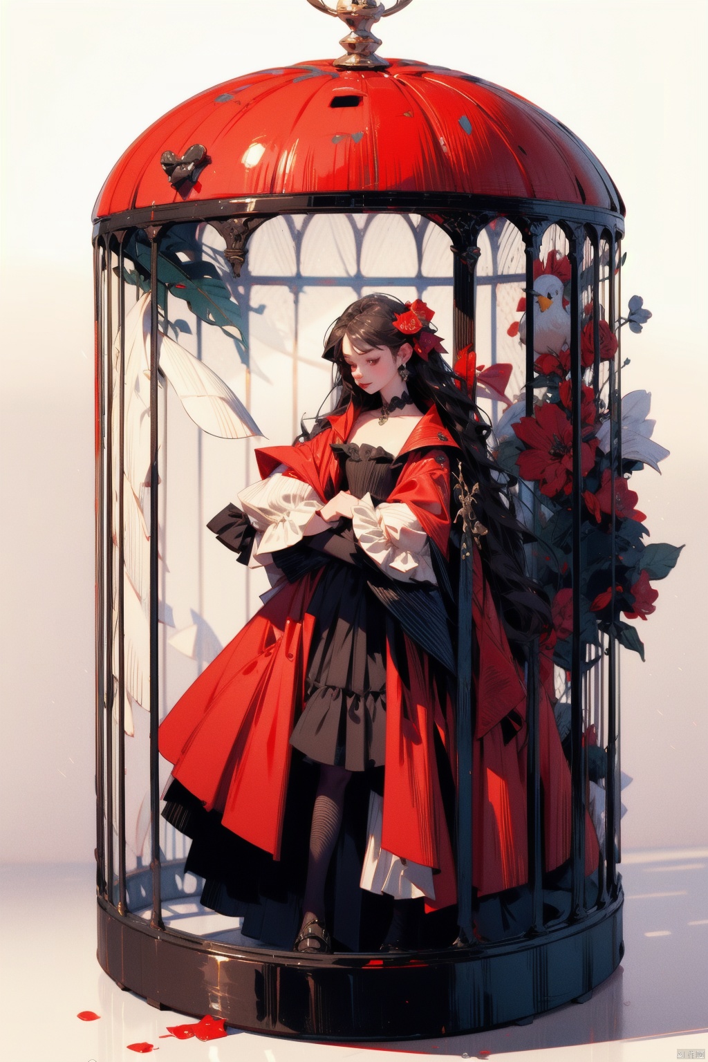 Bestquality,8k,(((masterpiece))),((bestquality)),solo,In the cage