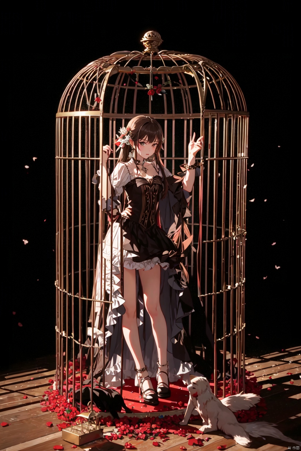 Bestquality,8k,(((masterpiece))),((bestquality)),solo,In the cage