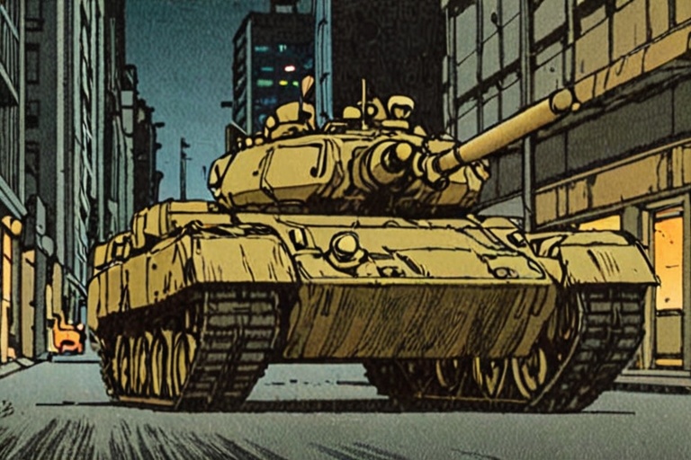 Comic panel illustration of a **** on the streets of new tokyo at night,  akira style on Tensor.Art