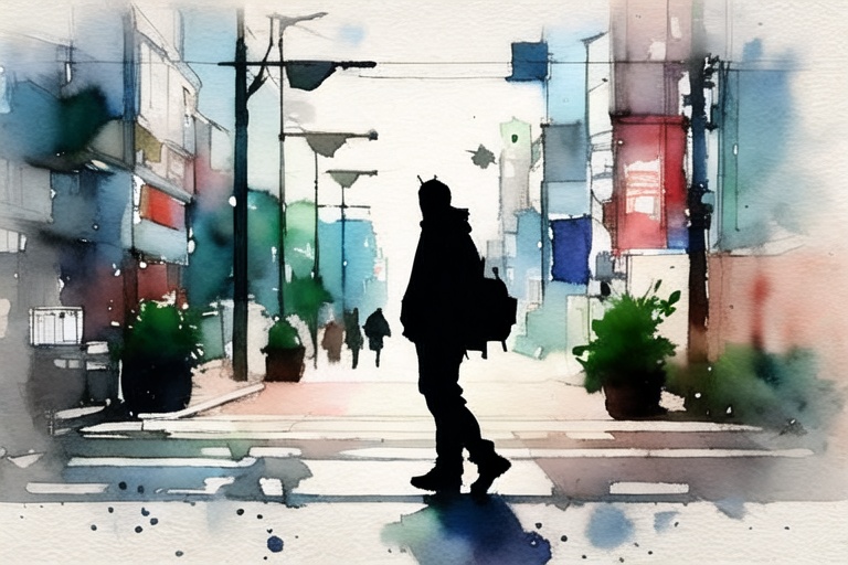 man walk on taipei city,  side view,  focus on face on Tensor.Art