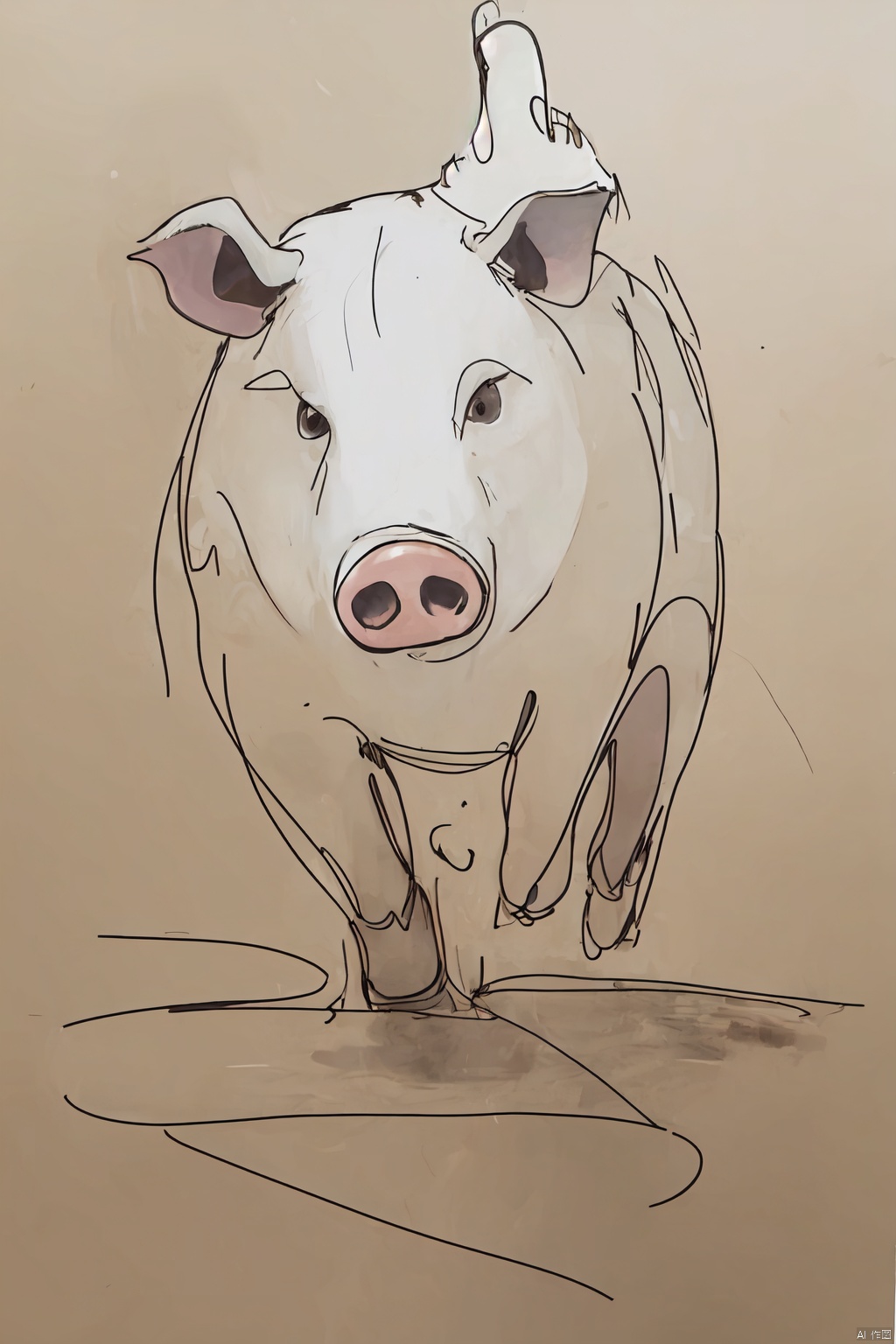 Chinese_zodiac, Chinese zodiac, simple drawing, One stroke of painting, a line art,pig, ohwx outline