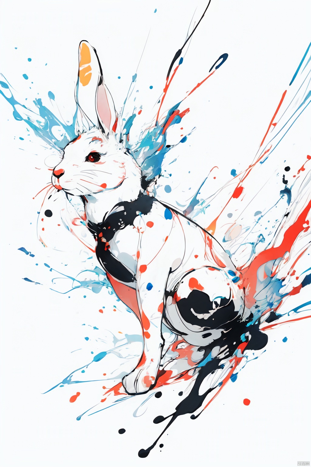  Chinese_zodiac, rabbit,Chinese zodiac, simple drawing, One stroke of painting, a line art, black lines, white background