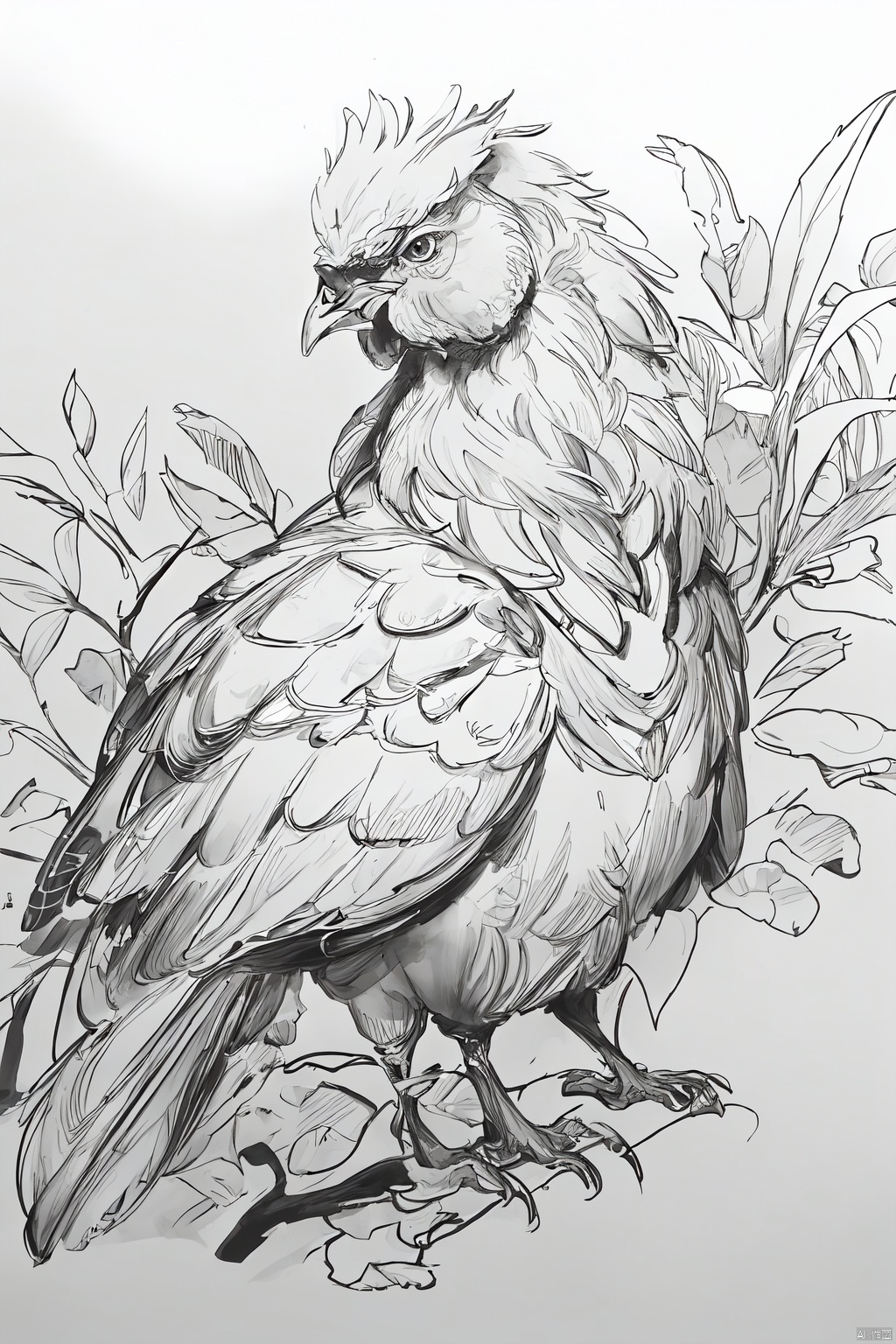 Chinese_zodiac, chicken,Chinese zodiac, simple drawing, One stroke of painting, a line art, black lines, white background