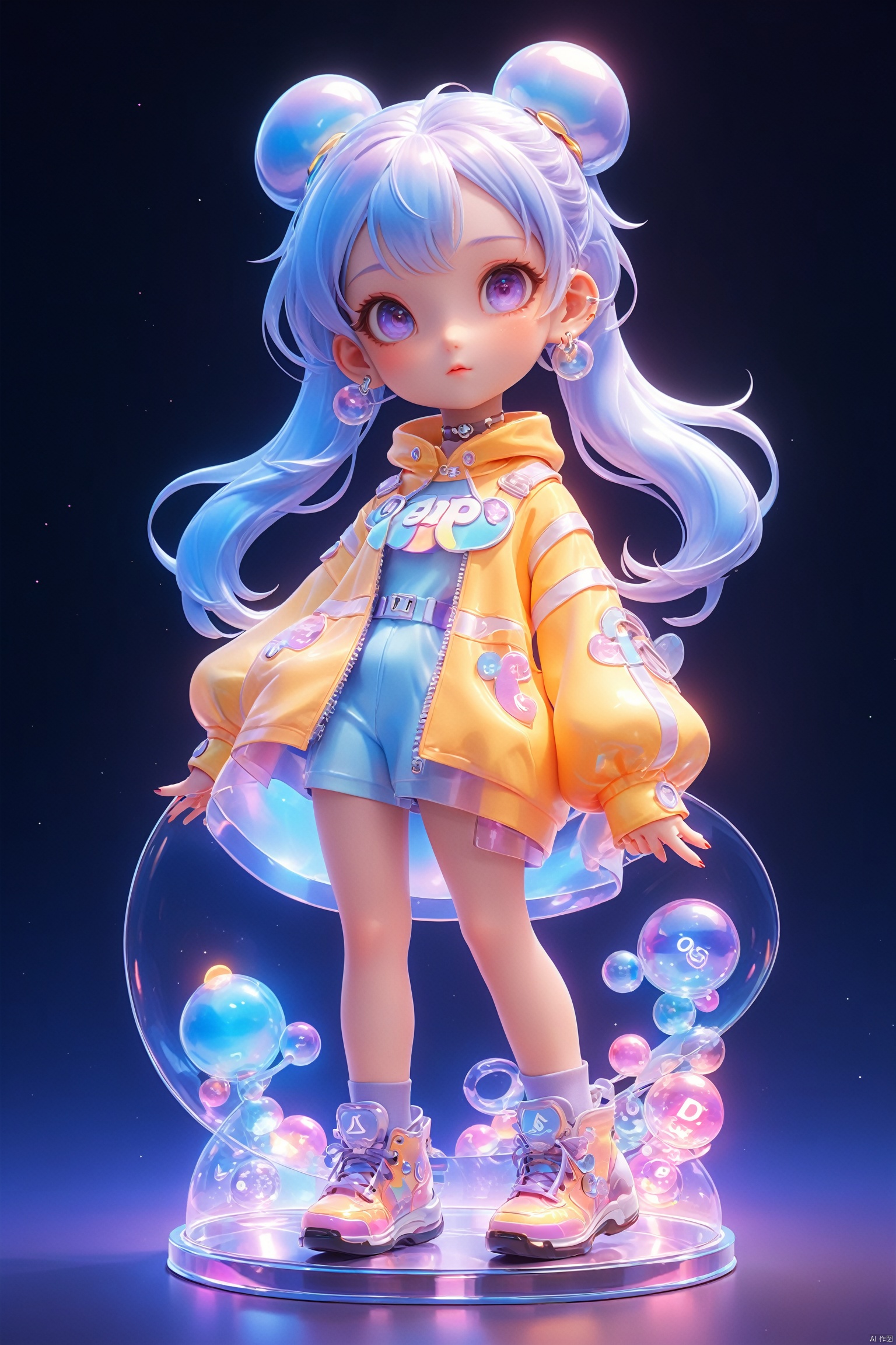 3D IP\(hubgstyle)\,
professional 3d model  of hubggirl, anime artwork pixar,3d style, good shine, OC rendering, highly detailed, volumetric, dramatic lighting,

transparent color PVC clothing, transparent color vinyl clothing, prismatic, holographic, chromatic aberration, fashion illustration, masterpiece, girl with harajuku fashion, looking at viewer, 8k, ultra detailed, pixiv,

masterpiece,best quality,super detail,
anime style, key visual, vibrant, studio anime,