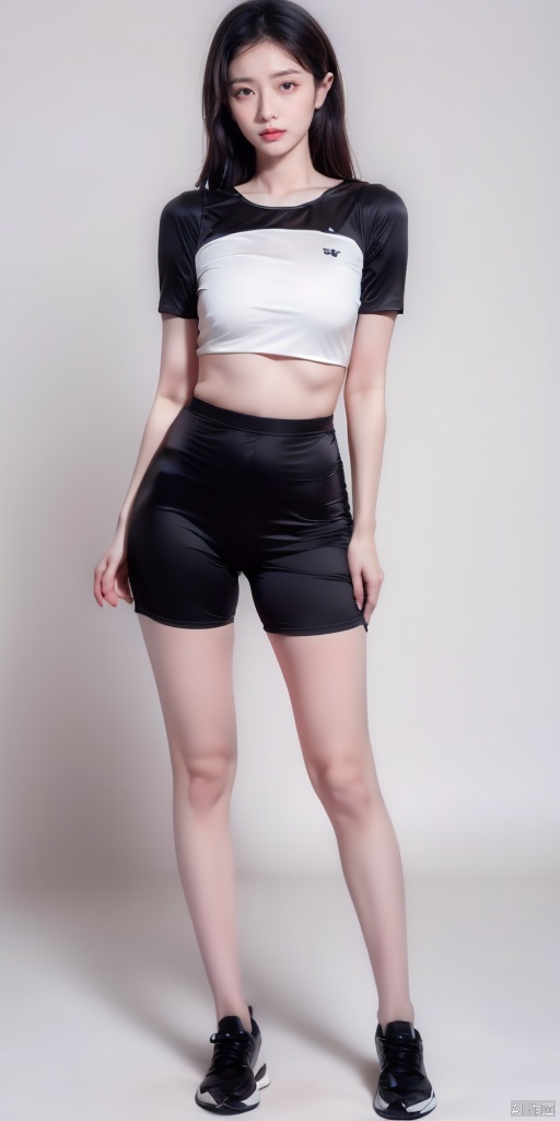 gray background, sportswear, full body photo