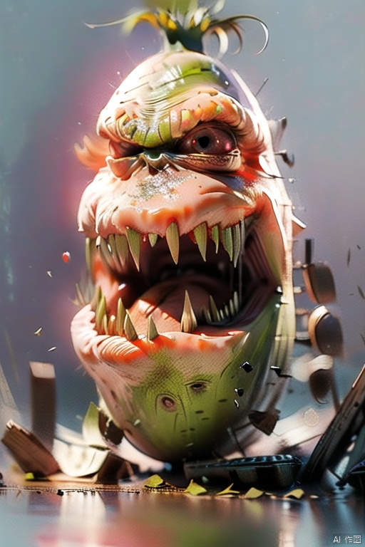 monsterxxx, Freakxxx, teeth, red eyes, no humans, monster, sharp teeth, solo