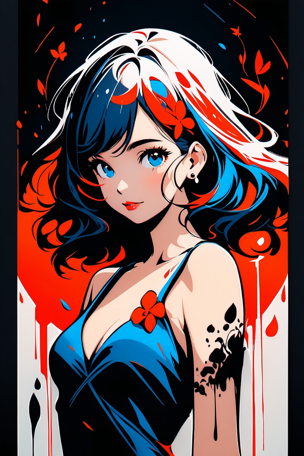 Very beautiful and charming girl,  Ink art on Tensor.Art