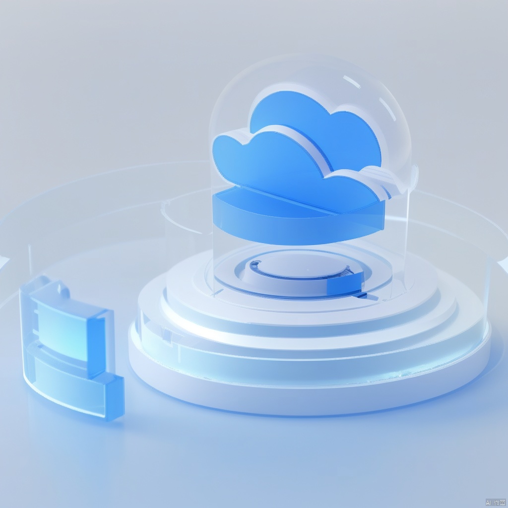  （Cloud storage icon), best quality, many details, 4k, blender, octane render, C4D, transparent glass texture, frosted glass, transparent technology sense, industrial design, white background, studio lighting, sunshine, flat, minimal, quasi-object, axisymmetric, Data, cylinder,3D ICON,