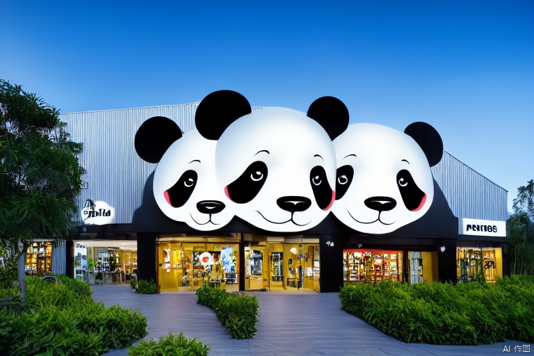panda, figurative architecture, Store logo
