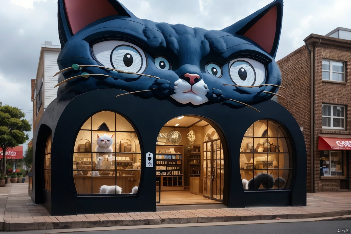 cat, figurative architecture, Store logo