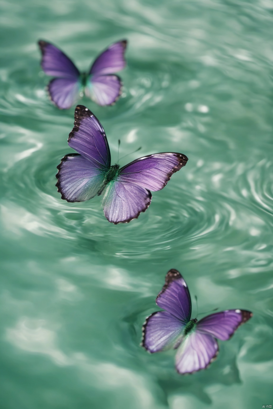 Water_butterfly,green butterfly,water,water ripplesrple