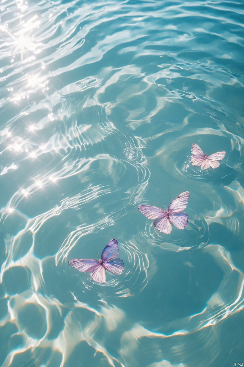  Water_butterfly,Holographic Color butterfly,water,water ripples,beach