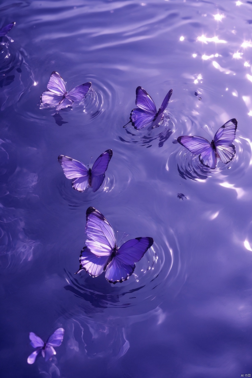  Water_butterfly,purple-red butterfly,water,water ripples