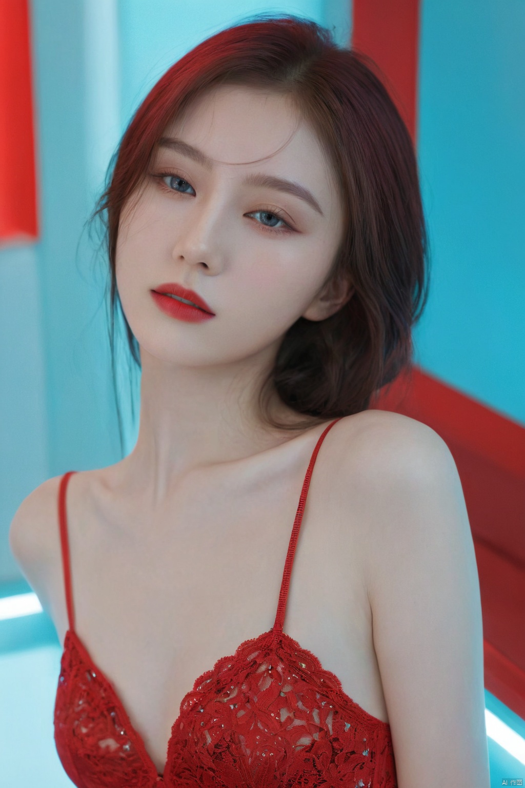  photorealistic,portrait of zzlgirl, 
(ultra realistic,best quality),photorealistic,Extremely Realistic, in depth, cinematic light,

1girl, solo, looking at viewer, red and cyan theme,
sexy pose,  full body shot, 

perfect lighting, vibrant colors, intricate details, high detailed skin, pale skin, intricate background,