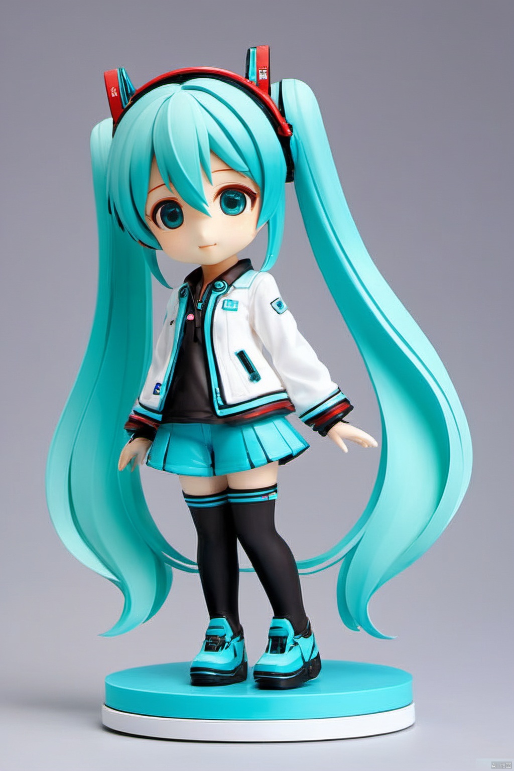  1girl,cute, mechanic,masterpiece, miku,simple background,masterpiece,best quality,very aesthetic,extremely detailed, RESIN MATERIAL STYLE, FIGURE