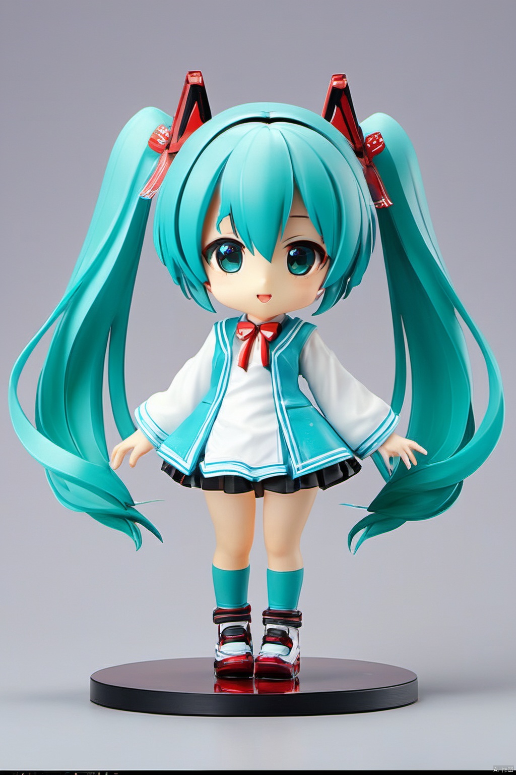  1girl,cute,garage kit,miku,simple background,masterpiece,best quality,very aesthetic,extremely detailed, RESIN MATERIAL STYLE, FIGURE