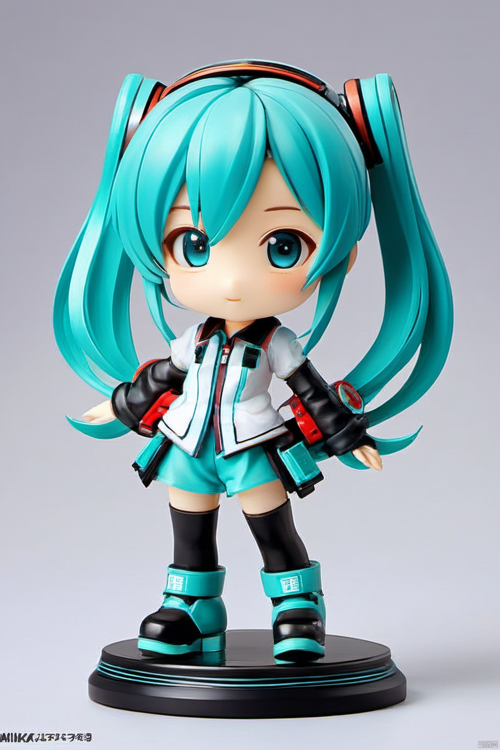  1girl,cute, mechanic,masterpiece, miku,simple background,masterpiece,best quality,very aesthetic,extremely detailed, RESIN MATERIAL STYLE, FIGURE