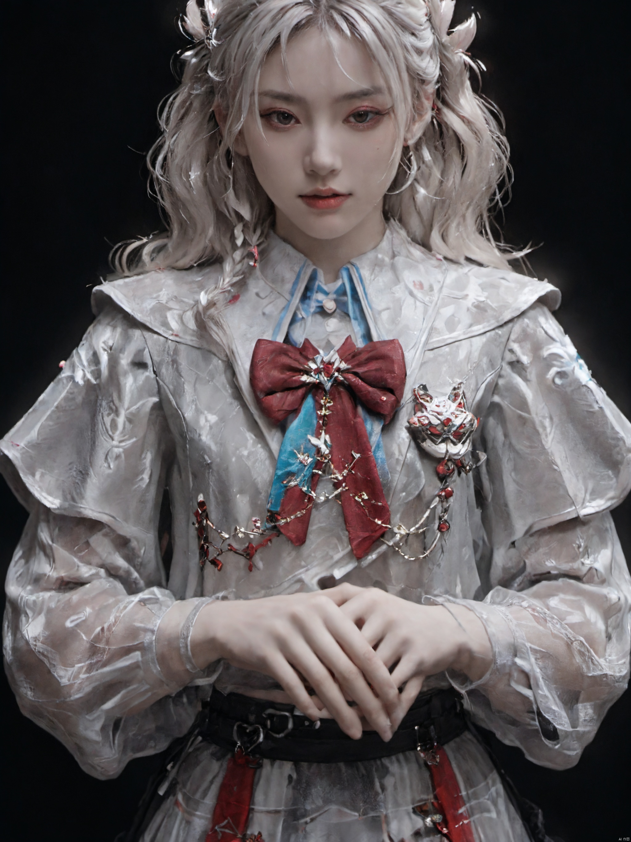  cinematic photo a ghost,(by Kawacy:1.1),(by ahegao:1.3),Embrace the fragmented beauty of a mosaic break free from the face,bleeding with hints of mechanical wonder,Explore the eloquence of shattered body parts in an evocative artistic expression,8k,atmospheric,ecstasy of translucent musical notes,streaming musical notes visible,aesthetic,creative,surreal,beautiful,inspired,artistic,elegant,stylish, .35mm photograph, film, bokeh, professional, 4k, highly detailed, glow, foxjk