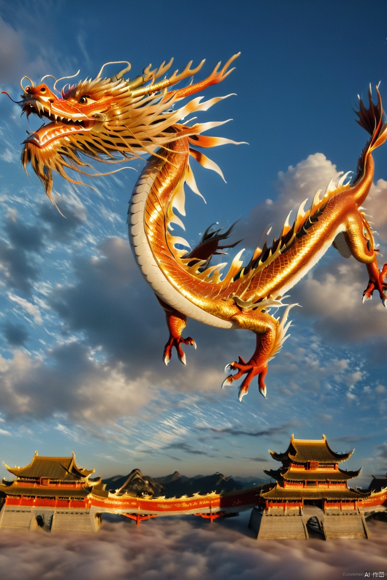  close up,(a huge Chinesedragon:1.2),loong,panorama,loong,xiangyun,(flying:1.2),(sky:1.2),(stars:1.1),dusk,Cirrocumulus,reality,incredibly absurdres,realistic,Cinematic Lighting,photo_(medium),fantasy,,Film photography,(Random Action:1.1),