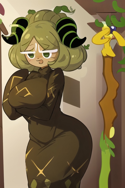 Matcha Cookie,  1girl,  olive green skin on Tensor.Art
