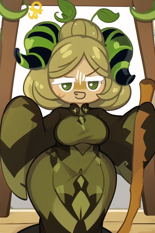 Matcha Cookie,  1girl,  olive green skin on Tensor.Art