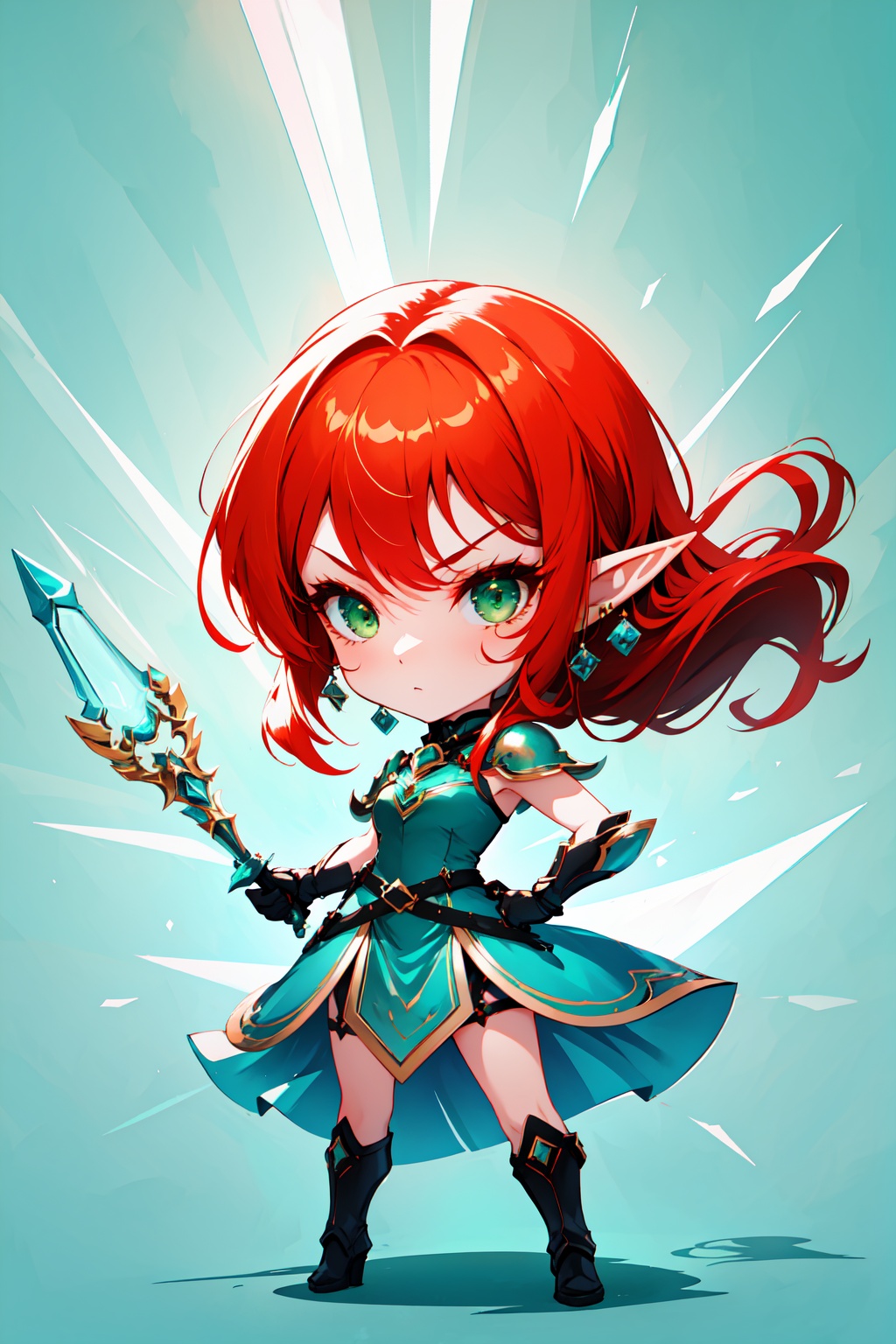 Badass girl,  Cyan background,  full body image on Tensor.Art