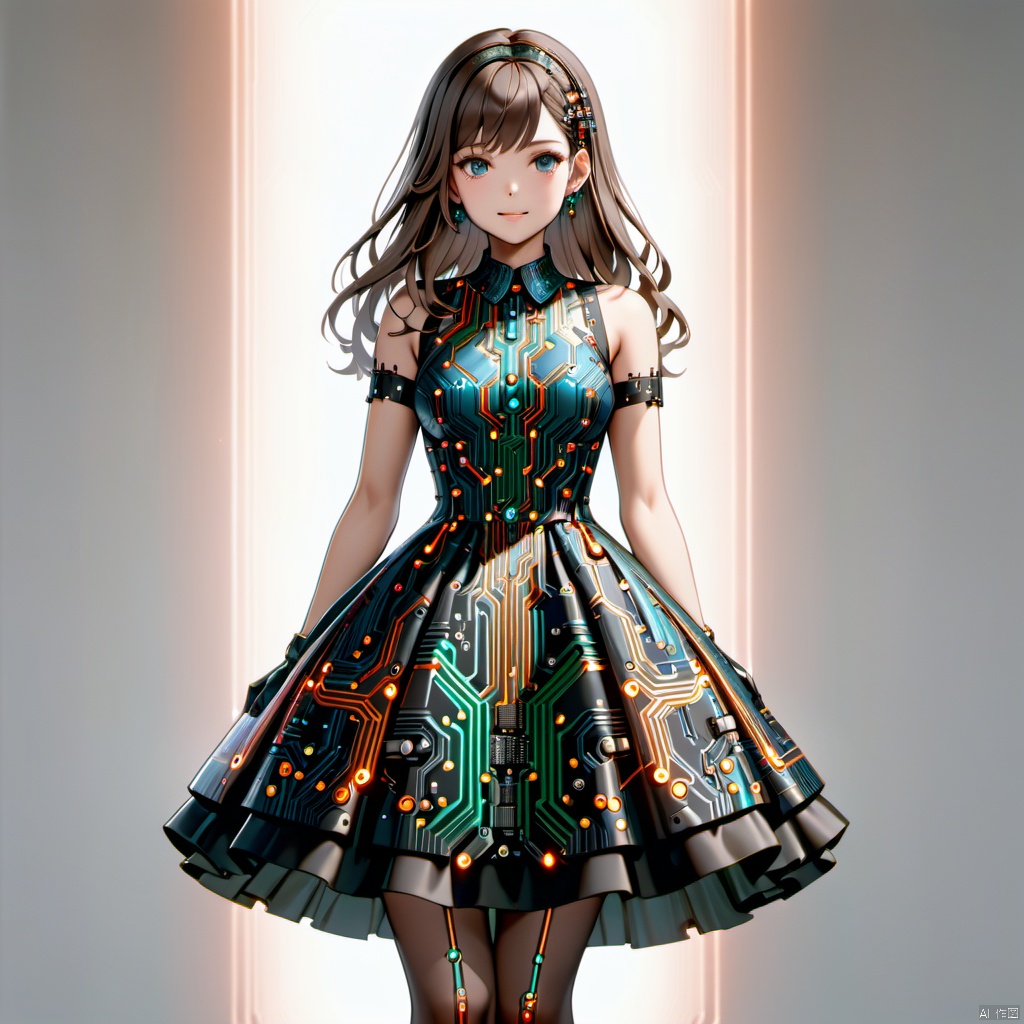  mad-circuit , made of circuits and electronic components, dress, alice