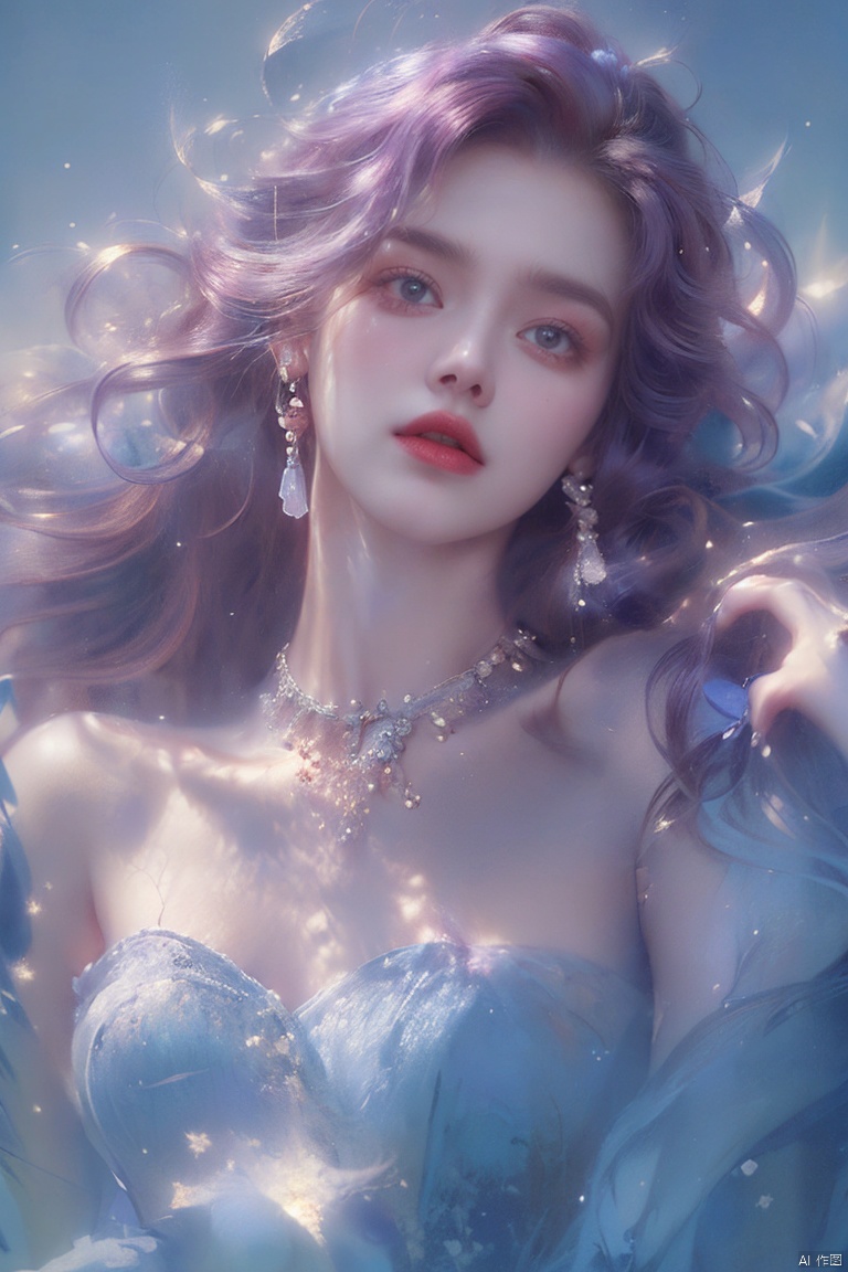  ((4k,masterpiece,best quality)), professional camera, 8k photos, wallpaper,luokeke,
1girl, solo, long hair, black hair, (dress:1.3), bare shoulders, jewelry, eyes, earrings, outdoors, sky, sparkle_water, necklace, dress, lips, sparkle, night, floating hair, wind, red lips,
Seaside, sea, blue water, glowing water, rippling water,, yuechan, purple hair, luokeke