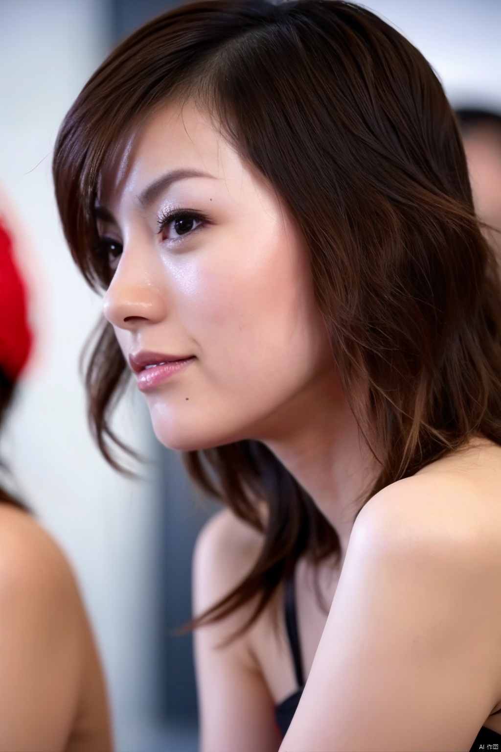  realistic, mole, 1girl