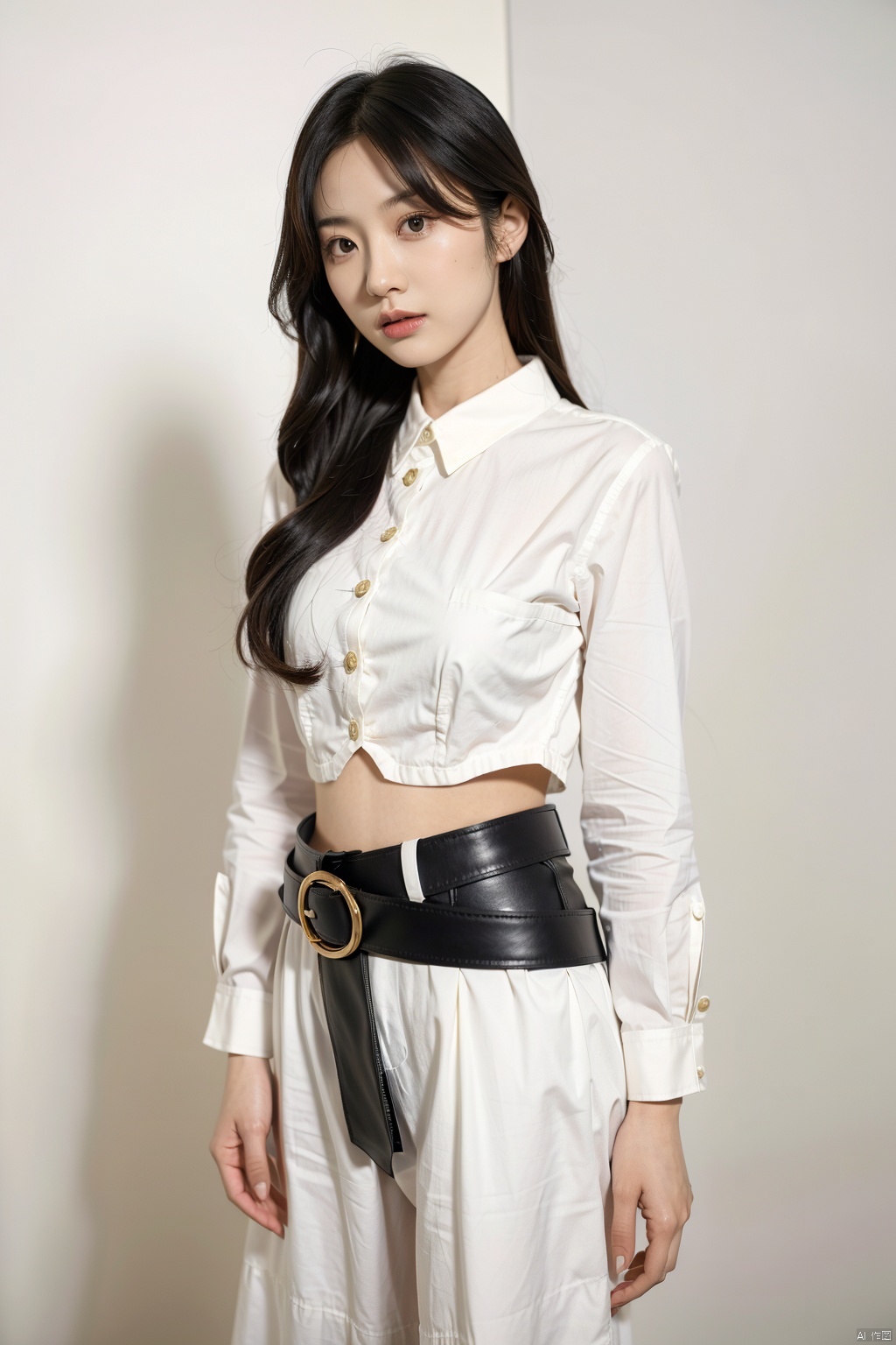 araffe woman in a white shirt and black pants posing for a picture,wearing white shirt,wearing in shirt,wearing a white blouse,wearing a blouse,portrait of female korean idol,button - up shirt,wearing a white button up shirt,wearing a linen shirt,long shirt,white blouse,ulzzang,clothed in white shirt,white shirt,wearing a white shirt,fine white shirt,white dress shirt,beautiful south korean woman,elegant slim beige shirt,dress shirt,tied - up shirt,+81 magazine,button up shirt,female actress from korea,kim hyun joo,korean women's fashion model,iu,jingna zhang,wavy long black hair,korean idol,beautiful young korean woman,lee ji-eun,lee ji - eun,araffed woman in black top and black pants posing for a picture,jiyun chae,wavy long - length black hair,shoulder-length black hair,lu ji,+81 magazine,wavy shoulder-length hair,kim hyun joo,physical : tinyest midriff ever,tinyest midriff ever,Wang Yuanqi,black wavy hair with bangs,long thin black hair,huge belt,female actress from korea,Du Qiong,Huang Ji,Qian Du,portrait of female korean idol,wavy long black hair,black long hair,shoulder length black hair,id magazine,Hu Zaobin,dilraba dilmurat,wavy black hair,black wavy hair,no logo,beautiful midriff,jia,Chen Jiru,gold belt,Luo Mu,
