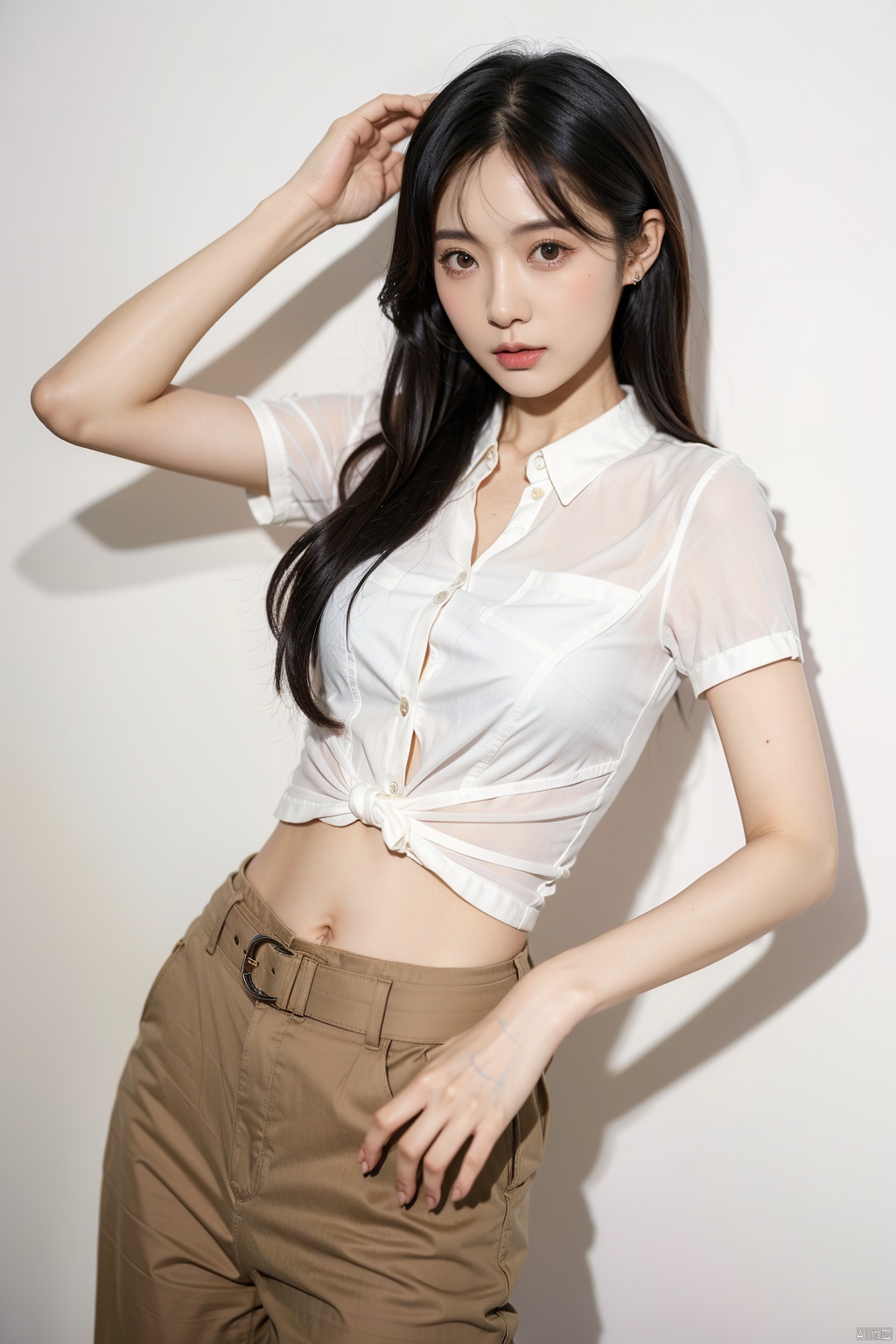 araffe woman in a white shirt and black pants posing for a picture,wearing white shirt,wearing in shirt,wearing a white blouse,wearing a blouse,portrait of female korean idol,button - up shirt,wearing a white button up shirt,wearing a linen shirt,long shirt,white blouse,ulzzang,clothed in white shirt,white shirt,wearing a white shirt,fine white shirt,white dress shirt,beautiful south korean woman,elegant slim beige shirt,dress shirt,tied - up shirt,+81 magazine,button up shirt,female actress from korea,kim hyun joo,korean women's fashion model,iu,jingna zhang,wavy long black hair,korean idol,beautiful young korean woman,lee ji-eun,lee ji - eun,araffed woman in black top and black pants posing for a picture,jiyun chae,wavy long - length black hair,shoulder-length black hair,lu ji,+81 magazine,wavy shoulder-length hair,kim hyun joo,physical : tinyest midriff ever,tinyest midriff ever,Wang Yuanqi,black wavy hair with bangs,long thin black hair,huge belt,female actress from korea,Du Qiong,Huang Ji,Qian Du,portrait of female korean idol,wavy long black hair,black long hair,shoulder length black hair,id magazine,Hu Zaobin,dilraba dilmurat,wavy black hair,black wavy hair,no logo,beautiful midriff,jia,Chen Jiru,gold belt,Luo Mu,