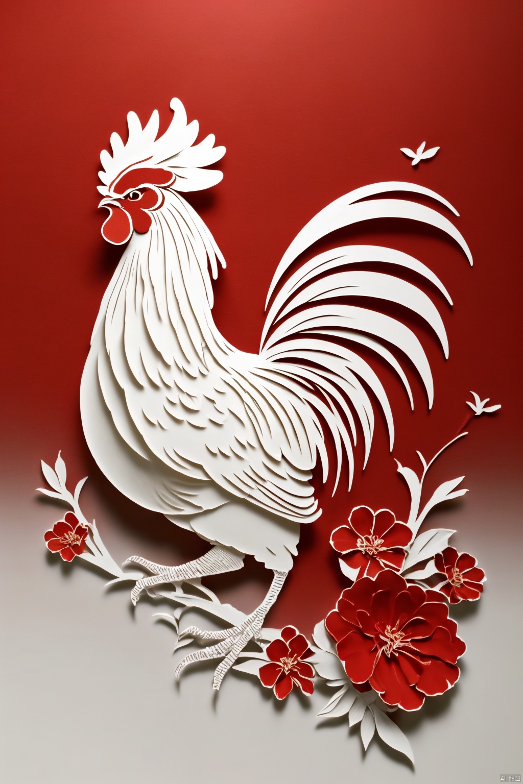 fdjz
simple background
flower
gradient
gradient background
no humans
red background
animal focus
chicken