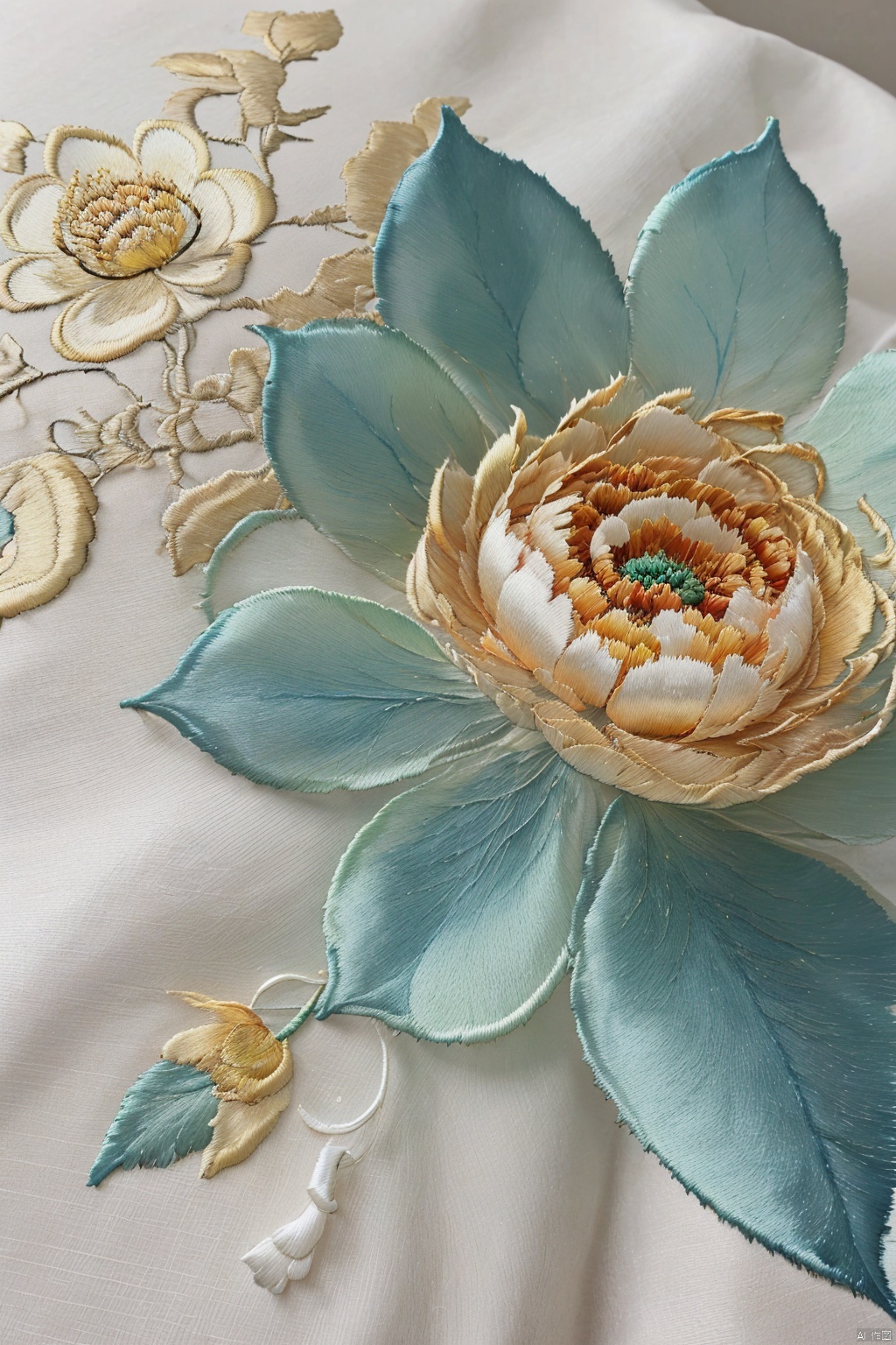 embroidery
flower
no humans
leaf
white flower
still life
peony
Close-up