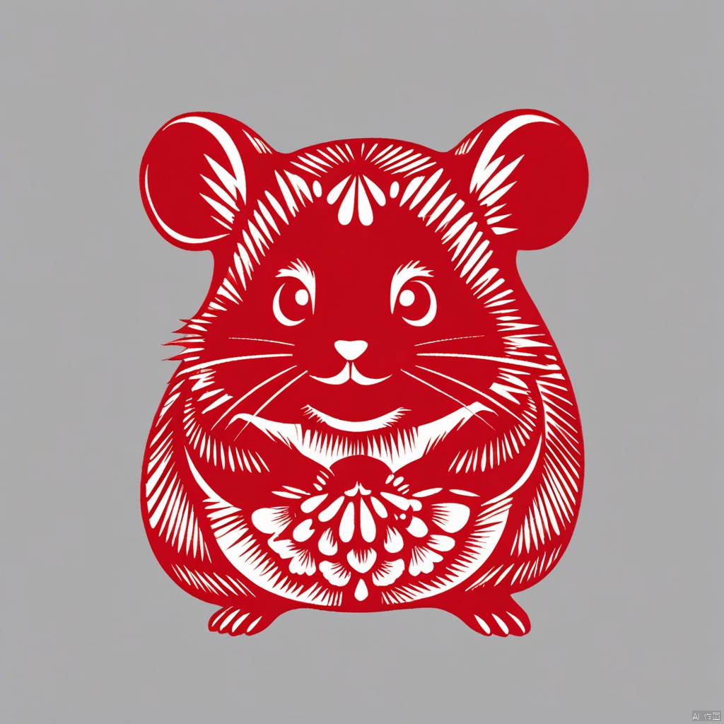 Solo, Simple background, White Background, monochrome, Red theme, Hamster, Cute, Masterpiece, HD, 16k